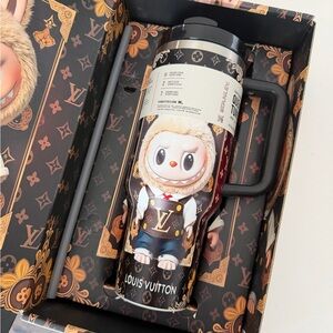 LV Black and Gold Labubu Stanley Collab Travel Tumbler
